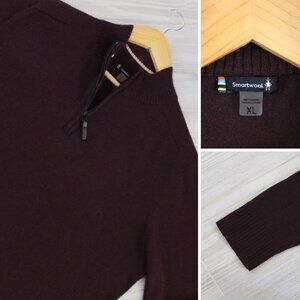 Smartwool Maroon Sparwood Half Zip Men's XL Merino Wool Blend Sweater Knit Layer